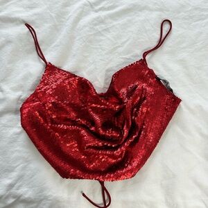 Zara Shimmering Red Sequin Top